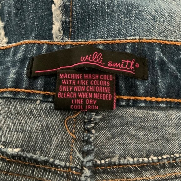 Willi Smith Blue Midi Denim Skirt Frayed Long Modest Jeans Size 10 - Picture 7 of 8